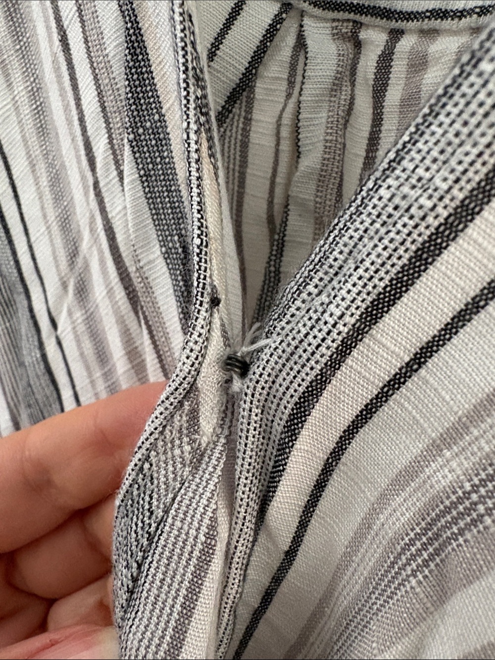 Striped Sleeveless V-Neck Jumpsuit - Gray & White - Picture 6 of 11